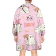 thumbnail image 2 of Wearable Oversized Blanket,Halloween Cute Ghosts with Boo Wearable Blanket Hoodie for Adults,Cozy Hooded Blankets with Super Pockets,Super Warm Fuzzy Pullover for Women & Men, 2 of 6