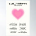 thumbnail image 2 of Daily Affirmations For Self Love Pink Aura Heart Poster Wall Art, Modern Wall Decor For Living Room Bedroom, 16x24 UNFRAMED, 2 of 3