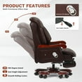 thumbnail image 4 of KINNLS Jones Executive Chair with Massage Big and Tall Home Office Desk Chair Back Task Desk Chair Leather Soft Classic Luxury Boss Executive Swivel Office Chair for Adult, 4 of 17