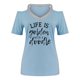 thumbnail image 4 of Moda Mujer Verano Cuello en V Manga corta Hombro frío Blusa Camiseta Causal Impresión Tops Fridja  bn7920, 4 of 5