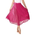 thumbnail image 4 of CHICTRY Womens Lyrical Belly Dance High Low Skirt Maxi Dance Skirt Ballroom Performance Flowy Skirt Hot Pink One Size, 4 of 7