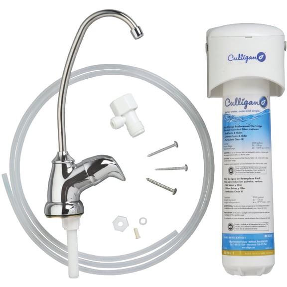 Culligan Under Sink Drinking Water Filter System - Twist and Lock Design - White — Residential Use, Standard Application