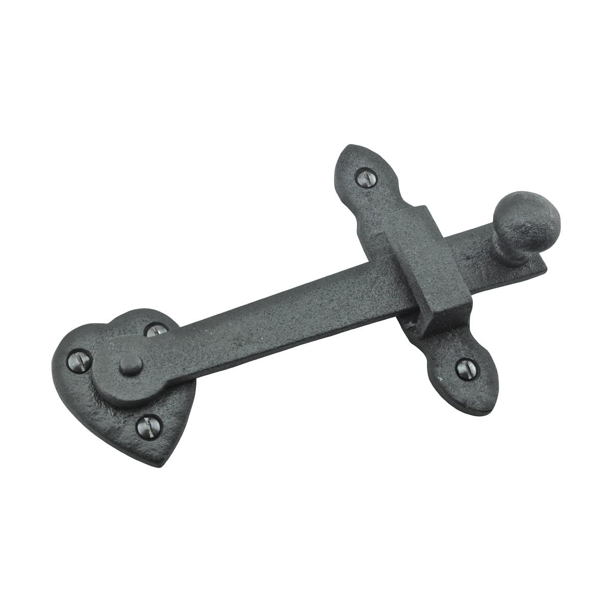 Black Wrought Iron Gate Flip Latch Decorative Antique Heart Style Medium to Light Duty 4" Tall Flip Door Locks Rust Resistant Latches w/Hardware Renovators Supply
