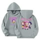 thumbnail image 1 of Moonsky Sudadera con capucha y cordón HUNTRX, estampado de grupo de chicas coreanas, jersey corto, suave y cómodo, top de manga larga para primavera y otoño. Gris claro 130, 1 of 4