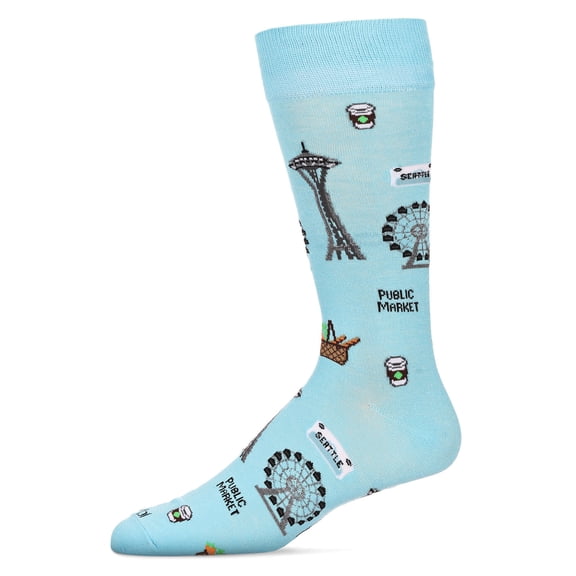 MeMoi Men's Seattle Bamboo Crew Socks - Mens - Male, 10-13, Blue Topaz