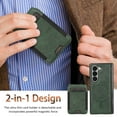 thumbnail image 4 of For Samsung Galaxy Z Fold 7 Leather Case, Built-in Magnetic Removable 2 in 1 Card Holder & Screen Protector & Hinge Protection & Screen Protector film, Wallet Rugged Protective Phone Case,Green, 4 of 12