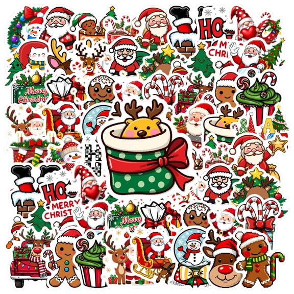 35pcs-50pcs Festive Stickers Kids Stickers Christmas Stickers Sticker Pack DIY Stickers for Luggage Notebook Car Sticker