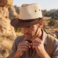 thumbnail image 4 of Unisex Adult Straw Cowboy Hat Small Brim Western Rope Decor Adjustable Chin Strap Summer Cap for Outdoor Travel and Vacation and Beach Trips Brown One Size, 4 of 5