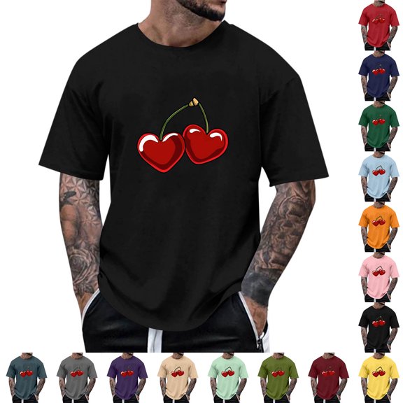 Wavsuf Mens Graphic Tees Men T Shirts Short Sleeve Round Neck T Shirt Black Size 2XL