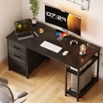 thumbnail image 2 of 51 Inch Computer Desk with File Drawers & USB Power Outlets- Reversible Home Office Desk with Storage Shelves, Work from Home, Writing Table for Bedroom, Black, 2 of 9