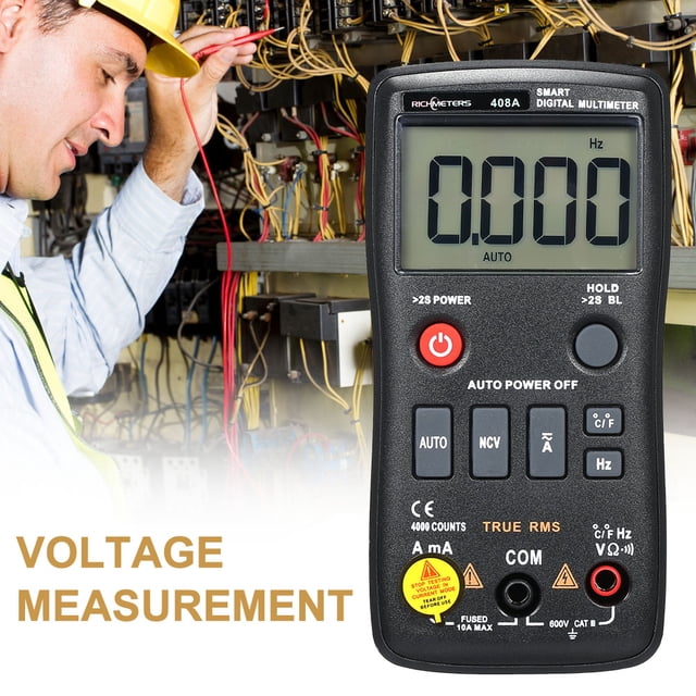 Amdohai RICHMETERS RM408A Digital Multimeter 8000 Counts True-RMS Auto Ranging AC/DC Voltage Temperature Measuring Meter Flash Light Backlight Large Screen