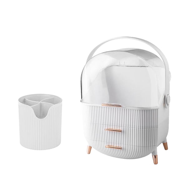 Estuche de maquillaje jinwen Organizador de viaje con 2 cajones Joyero blanco