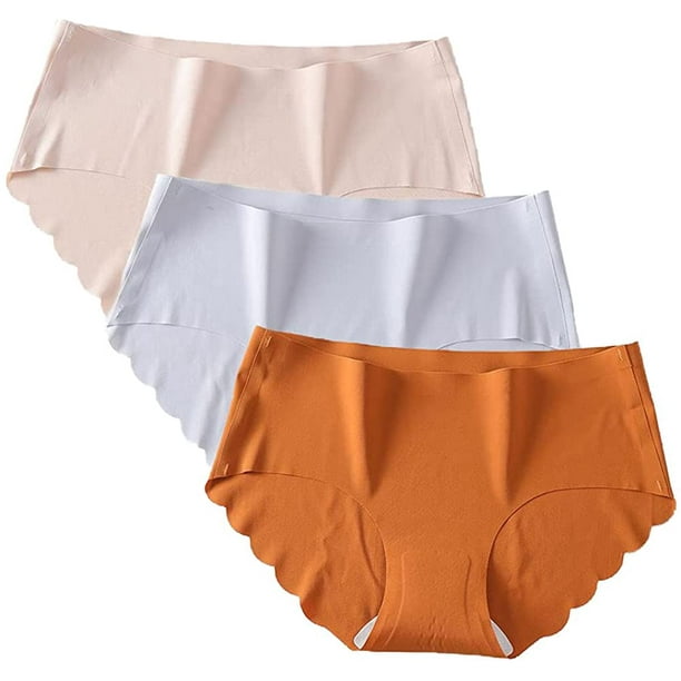 Women's Seamless Hipster Underwear, Natural Latex Panties Invisibles Briefs  Packs of 3 