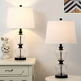 thumbnail image 6 of 27" Glass Table Lamps Set Of 2, 3 Way Dimmable Chrome Bedside Nightstand Lamps With Stacked Clear Glass Ball, Modern End Table Lamp With White Shade For Living Room Bedroom Office, 6 of 8