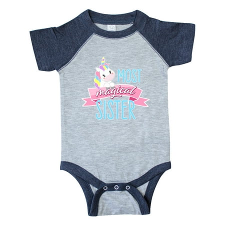 

Inktastic Most Magical Sister- cute unicorn Gift Baby Girl Bodysuit