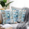 thumbnail image 5 of Outdoor Waterproof Pillow Covers Pack of 2, Blue Ocean Theme Lighthouse Sailboat Shell Wood Grain Patchwork Decorative Throw Pillowcases Cushion Covers for Garden Patio Tent Sofa Couch, 18x18 inch, 5 of 8