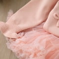 thumbnail image 5 of FAOWME Big Kids Girls Outfit Two Piece Long Sleeve Bow Design Buttons Knit Cardigan And Mesh Skirt Comfortable Fashion Sets For Casual Daily Wear Pink 4-5 Years, 5 of 7