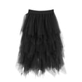 thumbnail image 4 of GEWSEY Tulle Skirts for Women, Puffy Skirt Asymmetrical Midi Length Ruffled Tutu Layered Mesh Fairy Skirt (Black, S), 4 of 7