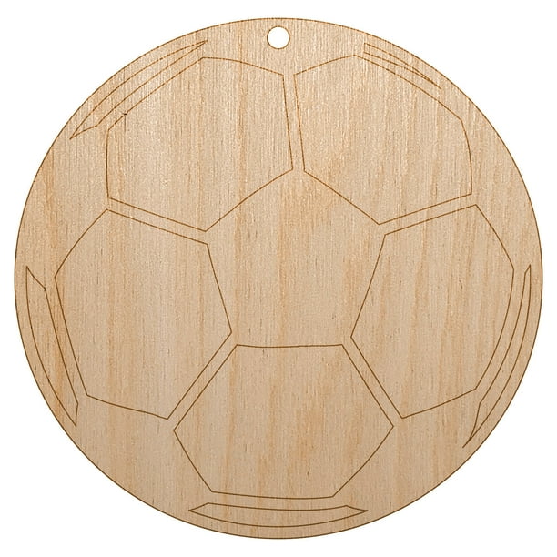 Soccer Ball Wood Holiday Christmas Tree Ornament Unfinished DIY Pre