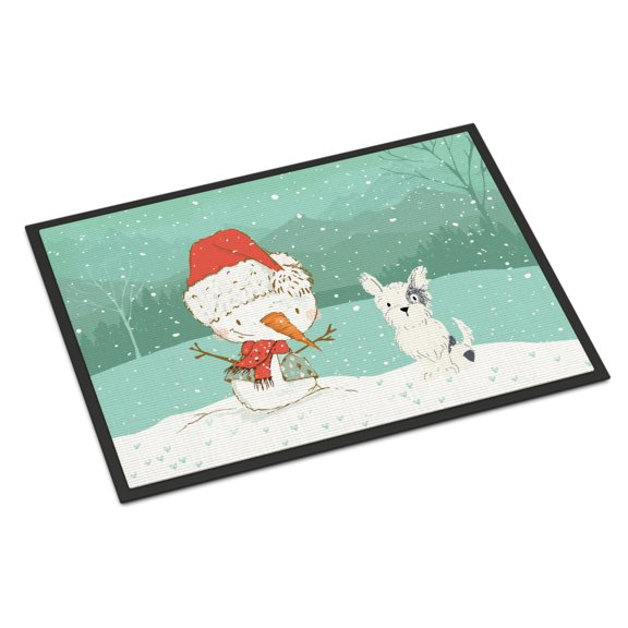 Carolines Treasures CK2095MAT Black and White Terrier Snowman Christmas Door Mat Indoor Rug or Outdoor Welcome Mat 18x27
