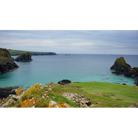 Seaside Rocks - Peel-n-Stick Poster of Ocean Rocks Seaside Landscape Sky Sea Nature Poster 24x16 Adhesive Sticker Poster Print
