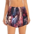 thumbnail image 4 of Lsque Flower White Horse Printed Women's Running Shorts with Liner Pockets,Elastic Quick Dry Workout Athletic Gym Yoga Shorts,Womens High Waist Shorts-X-Large, 4 of 9