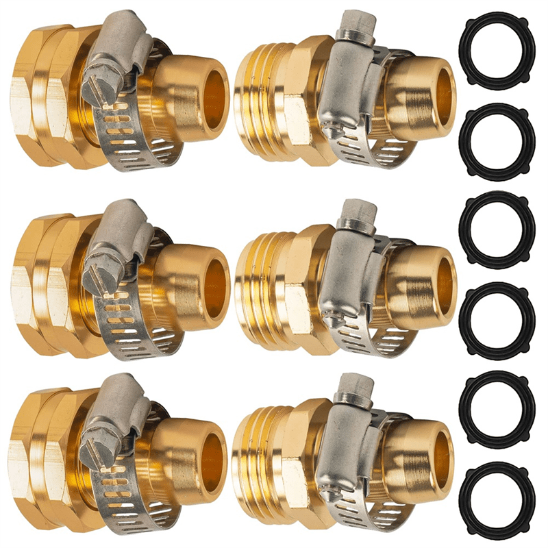 Garden Hose Repair Kit, Garden Hose Repair Connector with Clamps Fit