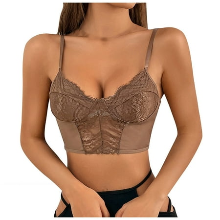 

EHTMSAK Bandeau Bra with Straps for Women Cami Strap Bralette Sexy Bralettes Brown L