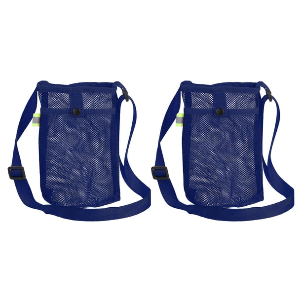Uxcell 2 Pcs Soporte para Botellas de Agua con Correa de Hombro Ajustable, Portabotellas de Malla, Azul Marino