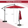 thumbnail image 3 of Costway 10 FT Solar Offset Hanging Umbrella with 96 Solar Multi-colored Flowing LED Lights Red, 3 of 10