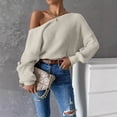 thumbnail image 2 of Womens Sweater Oversize Knitted Long Sleeve Off Shoulder Ribbed Knit Backless Trendy Clothes 2025, 2 of 2
