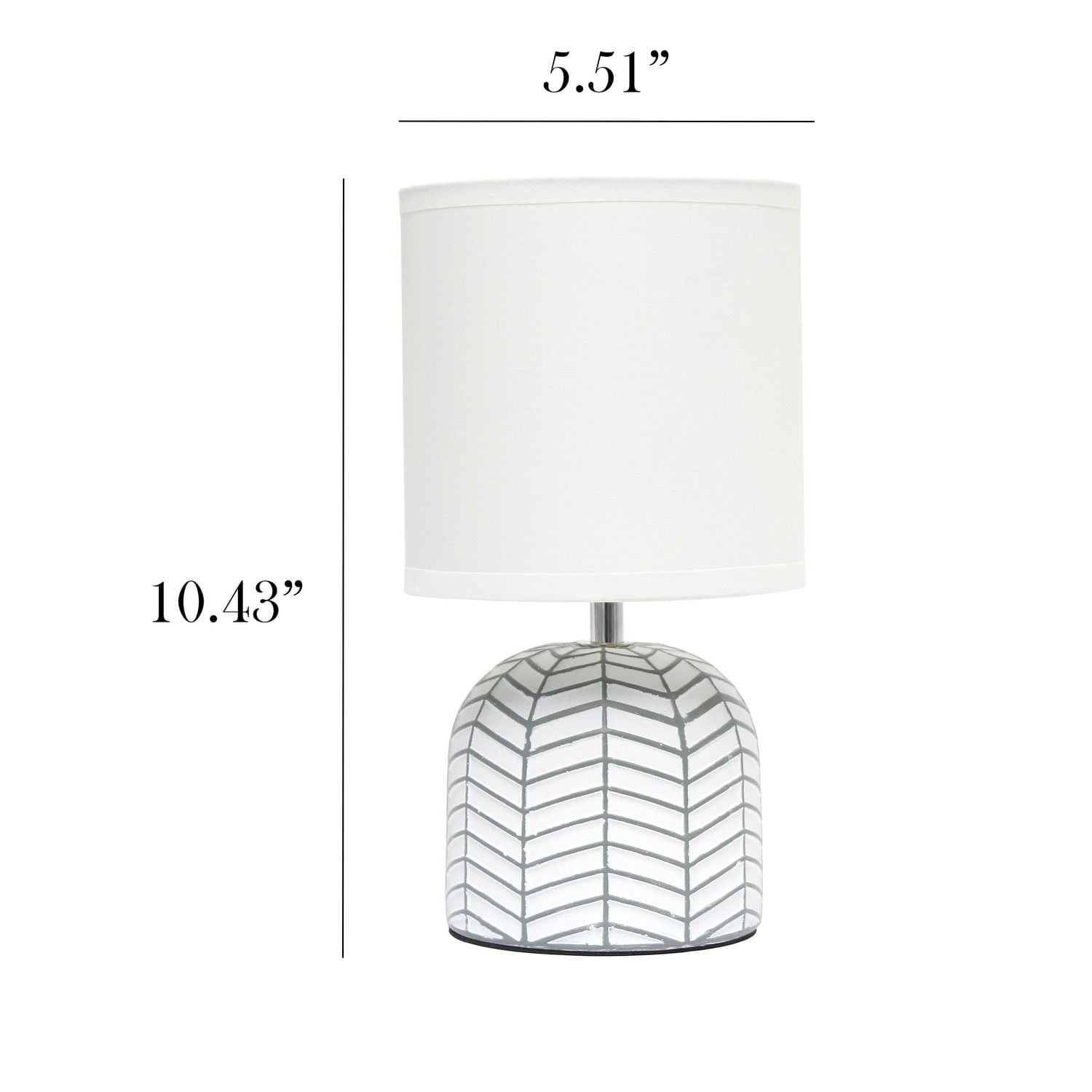 Simple Designs 10.43 "Petite Contemporaine Webbed Waves Base Lampe de chevet avec abat-jour en tissu blanc pour la décoration intérieure, la chambre à coucher, le salon, l’entrée, le bureau
