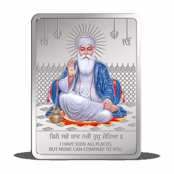 2022 Pamp MMTC Guru Nanak 20 Gram Colorized Silver Bar - In Capsule