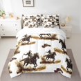 thumbnail image 2 of jejeloiu Western Cowboy Hats 7 Pieces Bedding Comforter Set,Rustic Farmhouse Horse Full Bedding Set,Brown White Fitted Sheet Flat Sheet For Boys Kids,Super Cozy Room Decor Reversible, 2 of 8