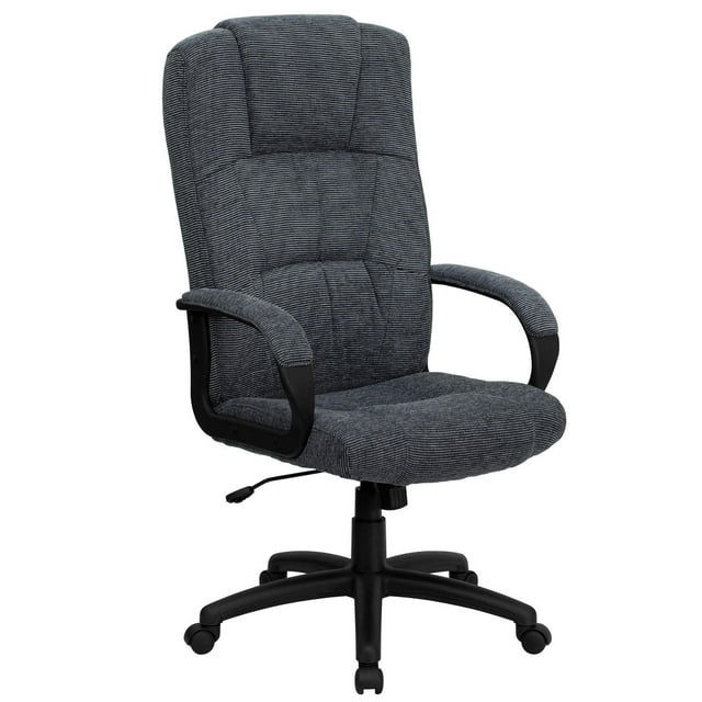 High Back Gray Fabric Executive Swivel Chair with Arms