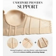 thumbnail image 3 of Exerin Women's Longline Strapless Bra Anti Slip Bustier Underwire Full Coverage Corset Top(38DD,Beige), 3 of 7