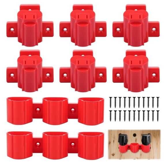HKJUNFEI 8Pcs Battery Holder and Tool Holder with Compatible with Milwaukee M12 12V Cordless Tools and Batteries for Garage Workshop