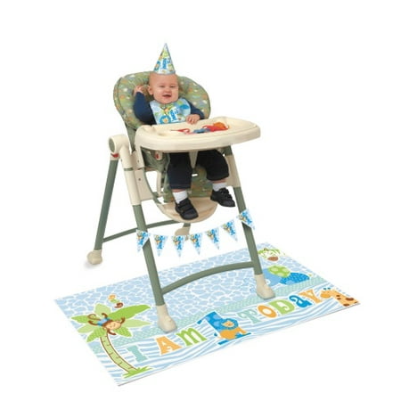 Blue Safari 1st Birthday High Chair Decoration Kit Walmart Com