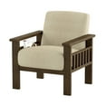 thumbnail image 3 of Amerllia Light Brown Fabric Upholstery Solid Wood Accent Chair, 3 of 7