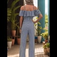 thumbnail image 4 of Plisados A Rayas para Mujer, Elegantes, de Verano, con Tirantes y Pantalones de Pierna , . Azul Marino M, 4 of 7