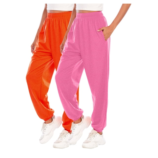ameIAEA Women 2 Pack Sweatpants Drawstring Workout Running Pants Elastic Waist Lounge Pants