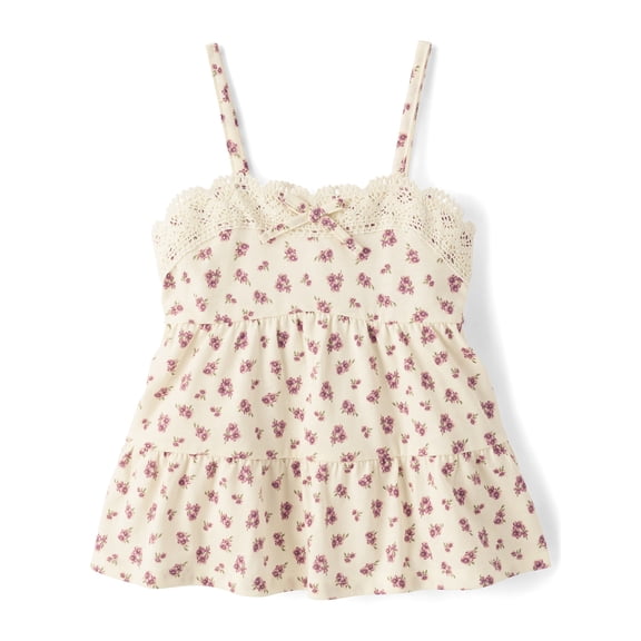 The Children's Place Girls Sleeveless Crochet Trim Tiered Tank Top, Sizes XS-XXL