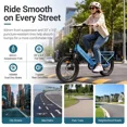 thumbnail image 6 of Lilypelle Folding Electric Bicycle for Adults, 20"×3.0 Fat Tire 7 Speed Step-Thru Electric Cargo Bicycle, 500Wh Built-in detachable battery, Peak 1000W Rear Motor，20MPH, Fits for 4'9" to 6'5", 6 of 9