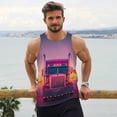 thumbnail image 6 of Susaid Sunset Truck Highway Print Men's Sleeveless Workout Running Tank Top Dry Fit Athletic Gym Sports Swim Beach Muscle Bodybuilding Shirts-Large, 6 of 7