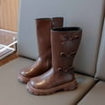thumbnail image 4 of HUANBAI Stylish Girls Boots With Warm Fleece Children's Long Tube Boots British Style Boots With Bowknot Design For Every Occasion Girls Ankle Boots 5-5.5 Years, 4 of 6