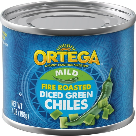 Ortega Mild Fire Roasted Diced Green Chiles, Kosher, 7 oz Can