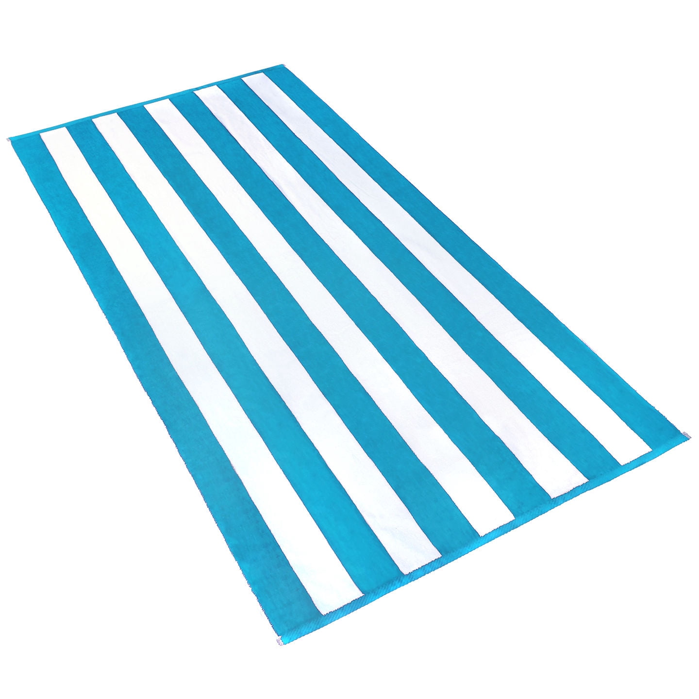 Kaufman -32" x 62" Turquoise Joey Velour Cabana Stripe Multicolor Beach Towel, 4-Pack, 100% U.S.A. Cotton