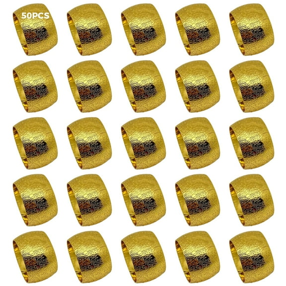 50 Pcs Gold Napkin Rings Set, Elegant Metal Napkin Holders with Textured Finish, Ideal for Weddings, Parties, and Gatherings