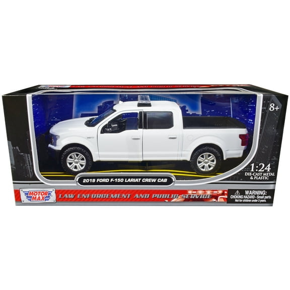 2019 Ford F-150 Lariat Crew Cab Truck Unmarked Plain White "Law Enforcement & Public Service" 1/24 Diecast Model Car by Motormax