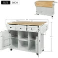 thumbnail image 4 of Modern Kitchen Island on 5 Wheels with Storage Cabinet and Drop-Leaf Countertop, Kitchen Cart with Cabinet Door Internal Storage Racks and 3 Drawers for Dinning Room (White, 4 of 9